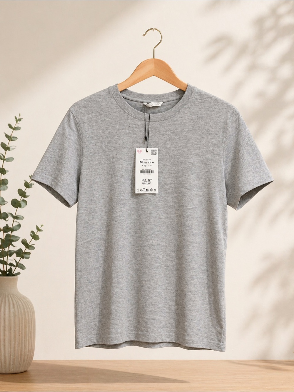 Zara Women's Short Sleeve Crew Neck Tee - Gray